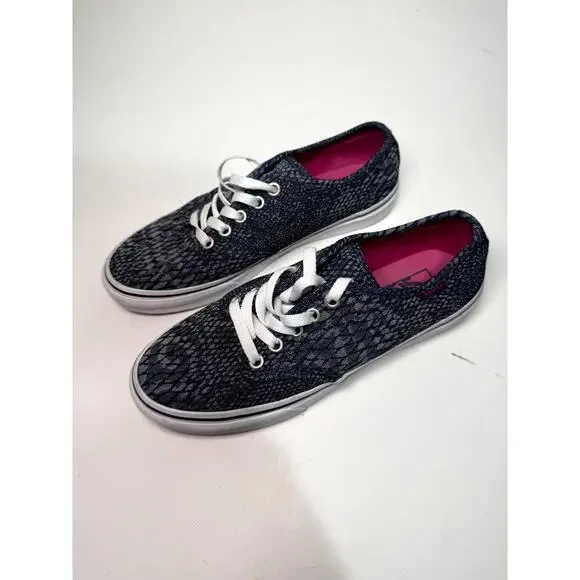 Vans Camden Stripe Womens 7.5 Sneakers Black Gray Jacquard Casual Slip On Shoes - Picture 2 of 7